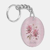 Modern Pink Flowers Keychain キーホルダー (正面左)