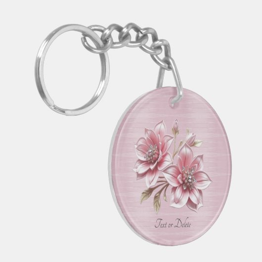 Modern Pink Flowers Keychain キーホルダー (正面左)