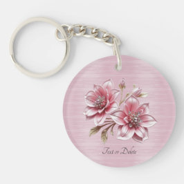Modern Pink Flowers Keychain キーホルダー