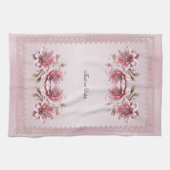Modern Pink Flowers Kitchen Towel キッチンタオル (横)