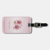 Modern Pink Flowers Luggage Tag ラゲッジタグ (正面横)