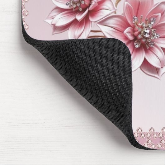 Modern Pink Flowers Mousepad マウスパッド (コーナー)