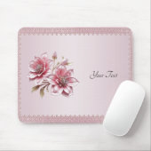 Modern Pink Flowers Mousepad マウスパッド (マウス)