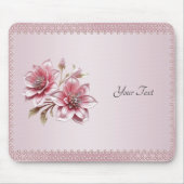 Modern Pink Flowers Mousepad マウスパッド (正面)