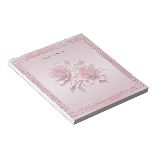Modern Pink Flowers Notepad ノートパッド (アングル)