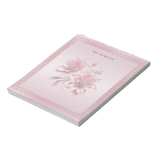 Modern Pink Flowers Notepad ノートパッド (回転)