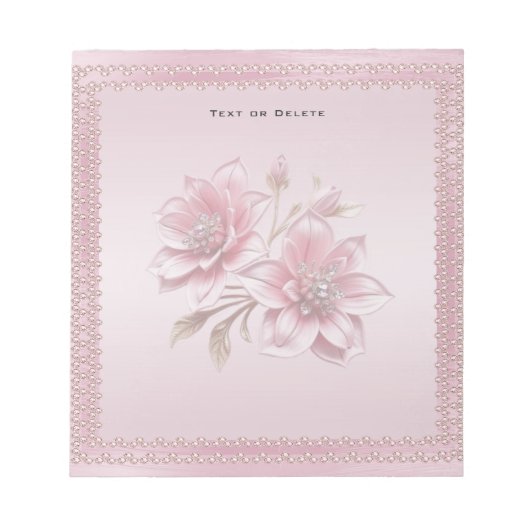 Modern Pink Flowers Notepad ノートパッド (正面)