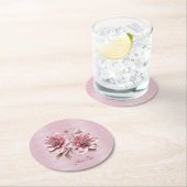 Modern Pink Flowers Paper Coaster ラウンドペーパーコースター (インサイチュ)