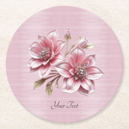 Modern Pink Flowers Paper Coaster ラウンドペーパーコースター