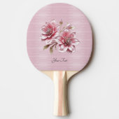 Modern Pink Flowers Ping Pong Paddle 卓球ラケット (正面)