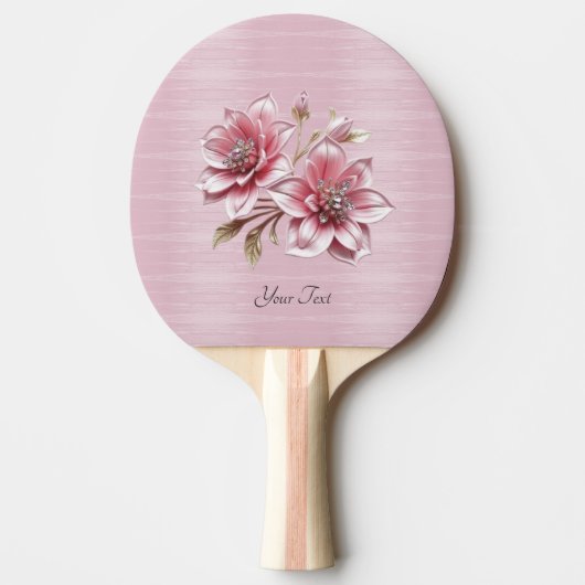 Modern Pink Flowers Ping Pong Paddle 卓球ラケット (正面)