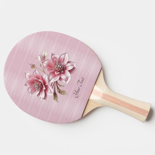 Modern Pink Flowers Ping Pong Paddle 卓球ラケット (横)
