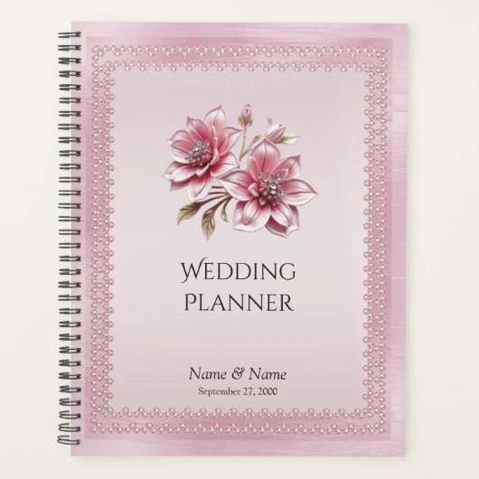 Modern Pink Flowers Planner プランナー手帳 (正面)