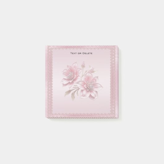 Modern Pink Flowers Post it Notes ポストイット (正面)