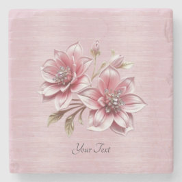 Modern Pink Flowers Stone Coaster ストーンコースター