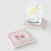 Modern Pink Flowers Stone Coaster ストーンコースター (横)