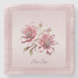 Modern Pink Flowers Stone Coaster ストーンコースター