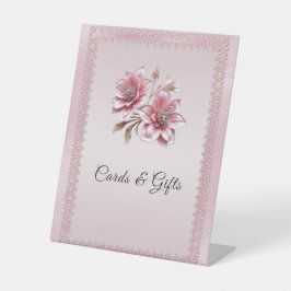 Modern Pink Flowers Tabletop Signs 台座サイン