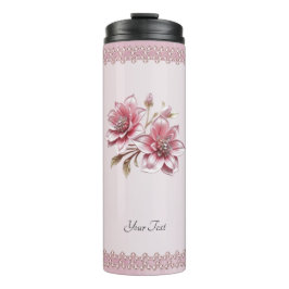 Modern Pink Flowers Thermal Tumbler タンブラー