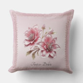 Modern Pink Flowers Throw Pillow クッション (正面)