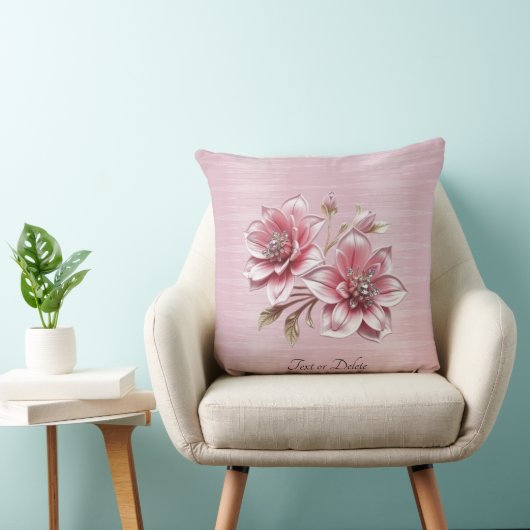 Modern Pink Flowers Throw Pillow クッション (椅子)