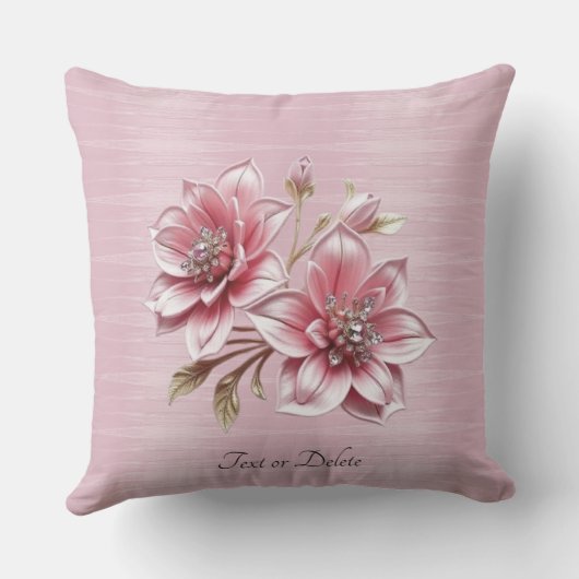 Modern Pink Flowers Throw Pillow クッション (裏面)