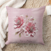 Modern Pink Flowers Throw Pillow クッション (ブランケット)
