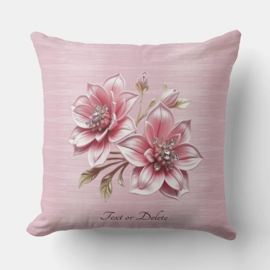 Modern Pink Flowers Throw Pillow クッション (正面)
