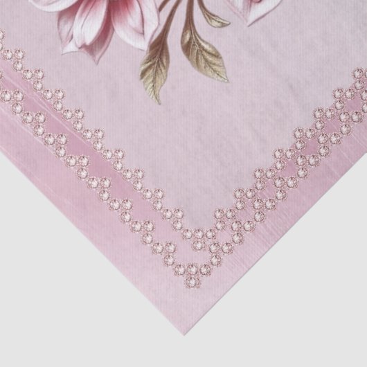 Modern Pink Flowers Tissue Paper 薄葉紙 (詳細)