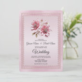 Modern Pink Flowers Wedding Invitation 招待状 (スタンド正面)