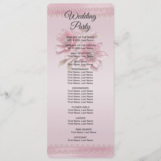 Modern Pink Flowers Wedding Program プログラム (裏面)