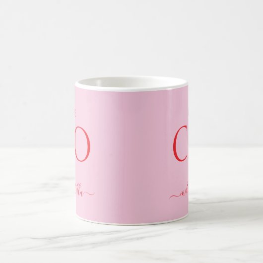 Modern Pink Future CEO Name | Girly Gift コーヒーマグカップ (中央)