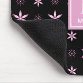 Modern Pink Geometric Floral Monogram Mouse Pad マウスパッド (コーナー)