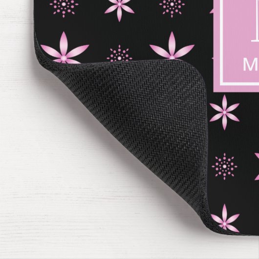 Modern Pink Geometric Floral Monogram Mouse Pad マウスパッド (コーナー)