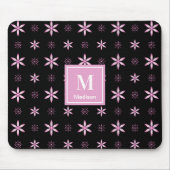 Modern Pink Geometric Floral Monogram Mouse Pad マウスパッド (正面)