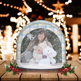 Modern Pink Gingham Christmas Photo 