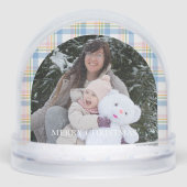 Modern Pink Gingham Christmas Photo  (正面)