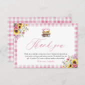 Modern Pink Gingham Fresh Off The Market Thank you エンクロージャーカード (正面/裏面)