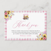 Modern Pink Gingham Fresh Off The Market Thank you エンクロージャーカード (正面)