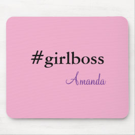 Modern Pink Girl Boss & Name | best Girly Mousepad マウスパッド