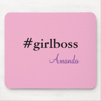 Modern Pink Girl Boss & Name | best Girly Mousepad マウスパッド