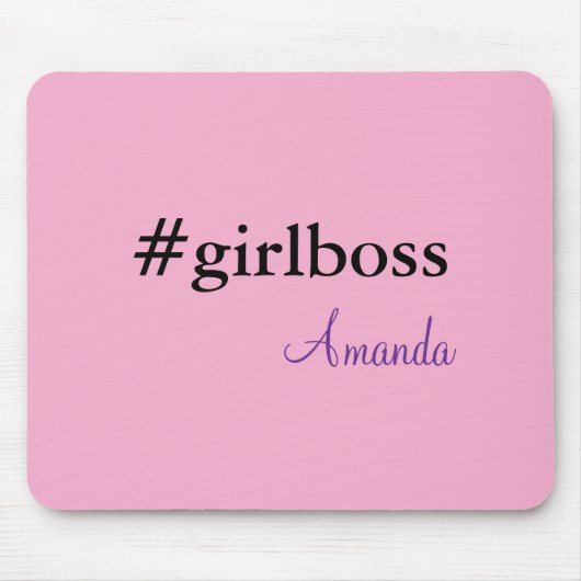 Modern Pink Girl Boss & Name | best Girly Mousepad マウスパッド (正面)