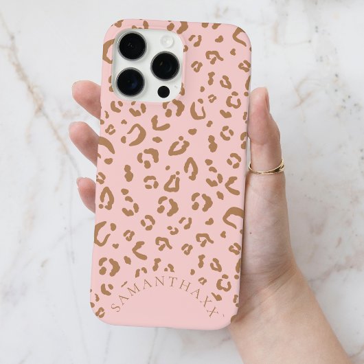 Modern Pink Girly Elegant Leopard Spots Pattern Case-Mate iPhoneケース