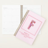 Modern Pink Girly Floral Monogram Letter F プランナー手帳 (ディスプレー)