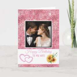 Modern Pink Glitter Happy Birthday to My Wife カード