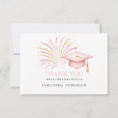 Modern Pink Gold 2026 Grad サンキューカード (正面)