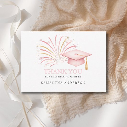 Modern Pink Gold 2026 Grad サンキューカード