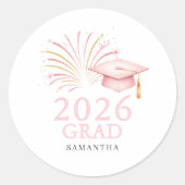 Modern Pink Gold 2026 Grad ラウンドシール (正面)