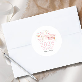 Modern Pink Gold 2026 Grad  ラウンドシール