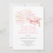 Modern Pink Gold 2026 Grad Party  招待状 (正面)